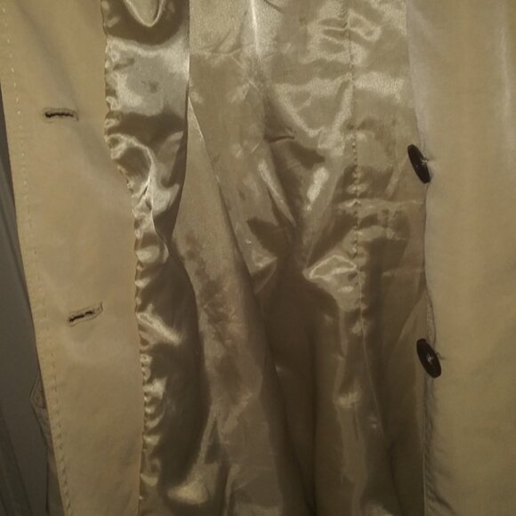 Nine West Rain Coat Belted Buttoned Side Pockets Light Tan Medium - Picture 5 of 6